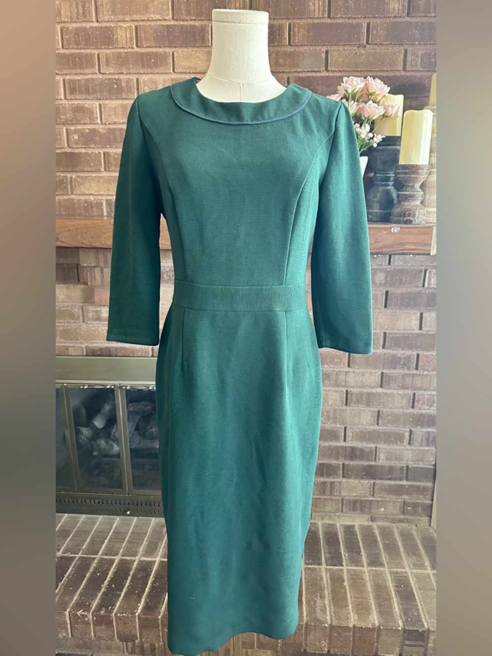 Boden Green Ottoman Ribbed Shift Pencil Career Dress US 8L Great Used Condition
